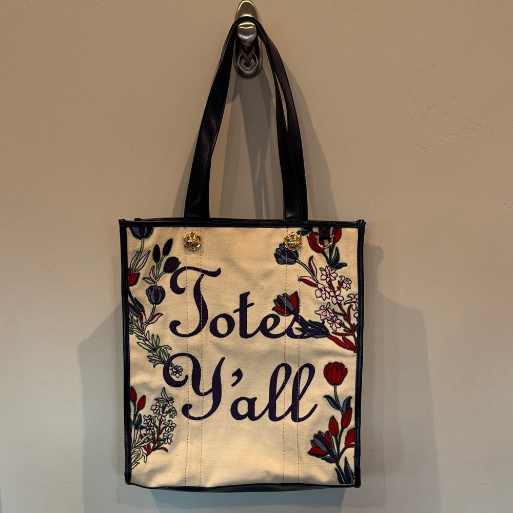 Draper James Embroidered Cream Tote Bag